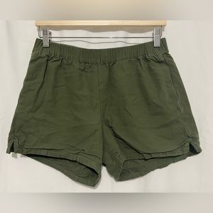 Madewell Green Cotton And Viscose Pull On Shorts Size Small With Pockets
